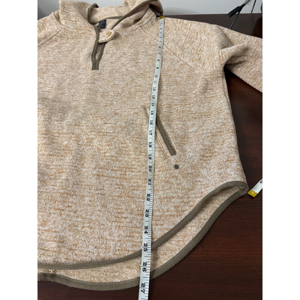 Prana Mattea Hoodie Sweater Pullover Tan Heather Asymmetrical Hem Womens XL - Picture 6 of 10
